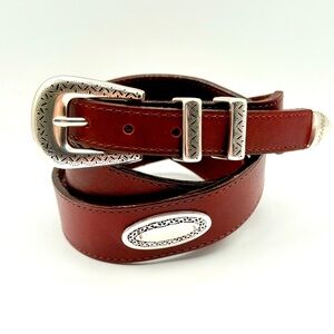 Brighton 39107 Women’s Brown Leather Taper Ornament Belt Size 38.